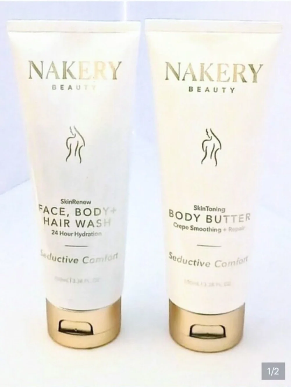 Nakery Beauty Seductive Comfort Face Body Hair Wash & Body Butter Set 3.38 Oz